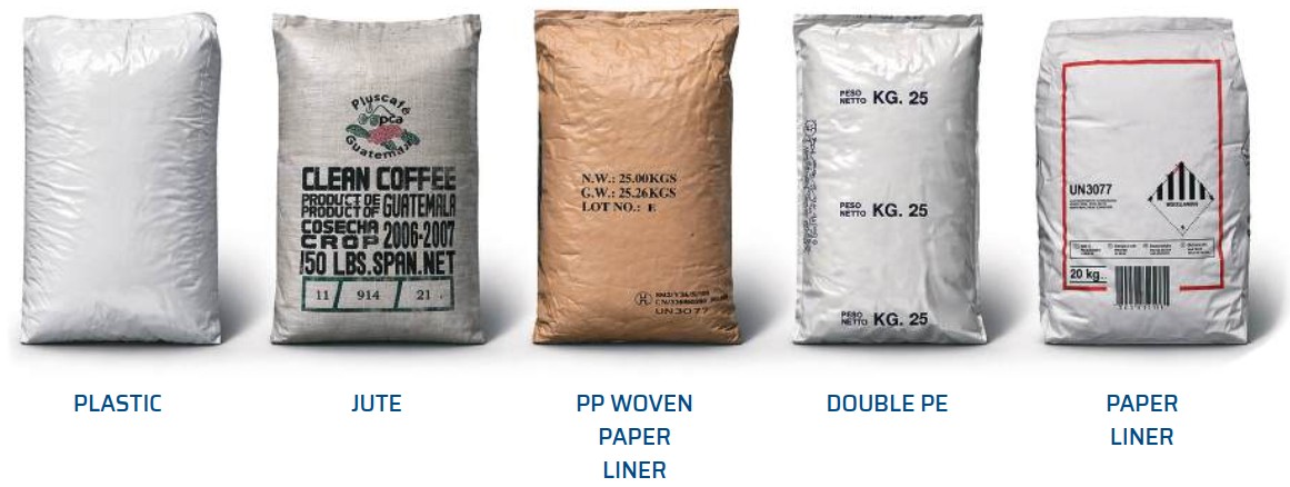 Bag types handled by SmartPick: plastic, jute, PP woven + paper + liner, double PE, paper + liner